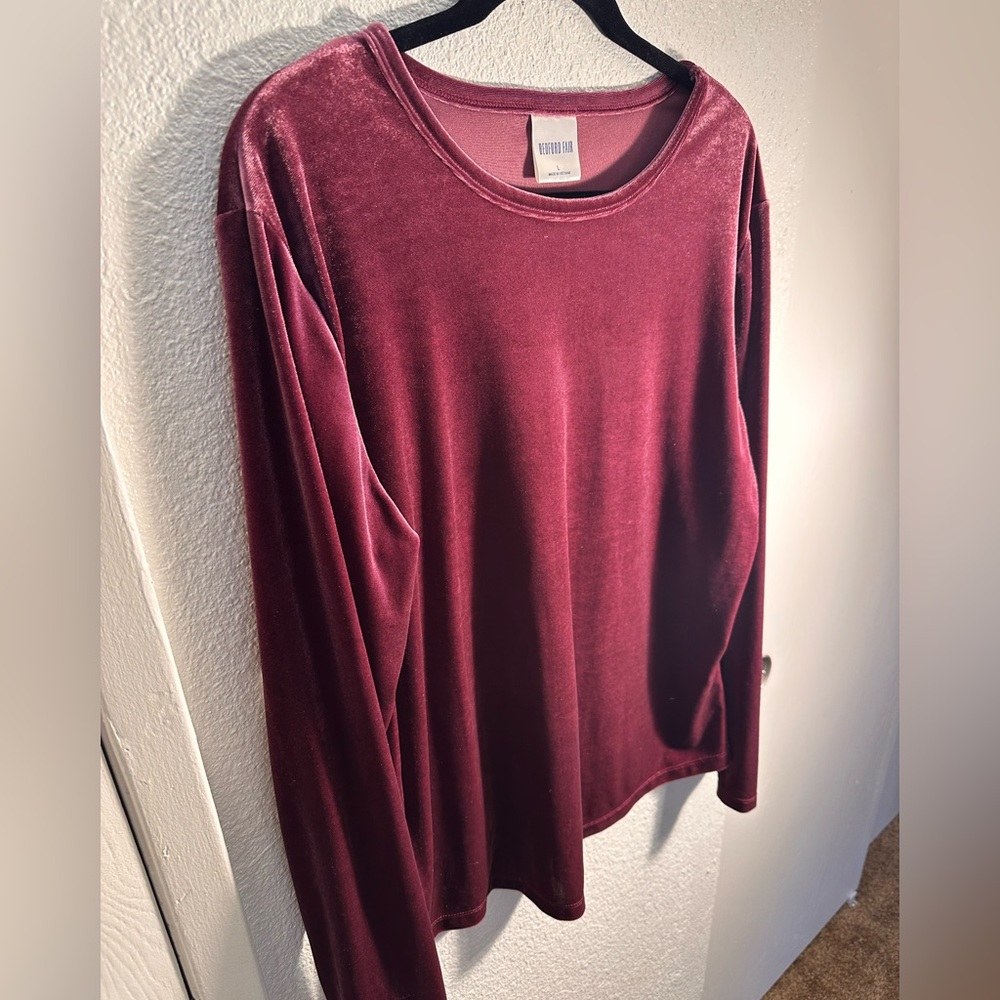 Women's Velvet Top - Burgundy size Large.